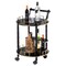 Fabulaxe Round Wood Serving Bar Cart Tea Trolley with 2 Tier Shelves and Rolling Wheels